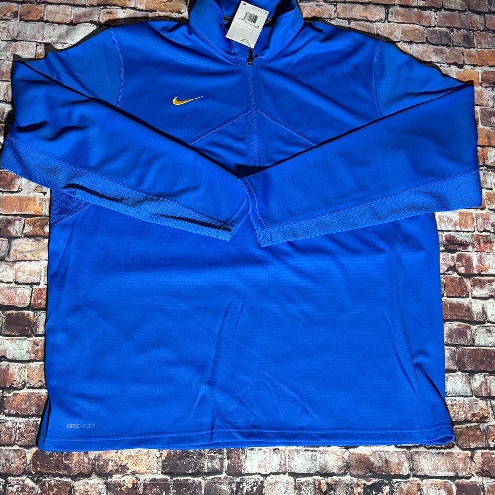 Nike Blue Quarter-Zip Pullover with Yellow Swoosh